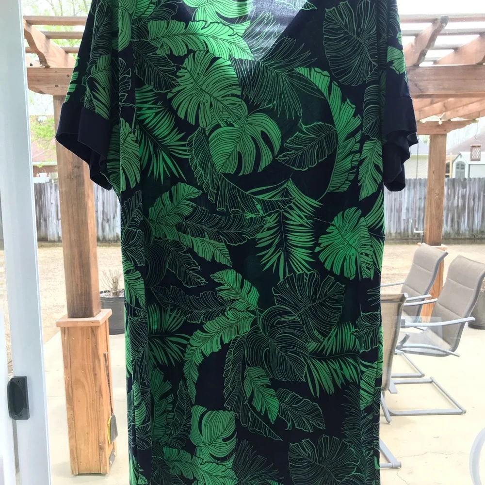 Tropical Green Leaf Print Dress - Picture 4 of 4